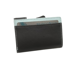 2024 hommes minimalisme nouveau Design Castello C-SECURE véritable peau de vache en cuir souple RFID métal porte-cartes ouvert Mini court Polyester - Product Image 2