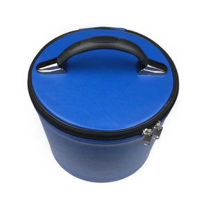 Estuche Cosmético Redondo Azul de Poliéster con Cierre y Asa, Bolsa de Almacenamiento de Maquillaje Resistente para Viajes y Organización - Product Image 5