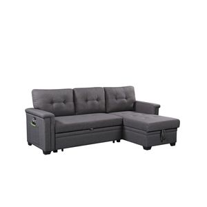 <span class=keywords><strong>Nathan</strong></span> 84 \ "tối màu xám đảo ngược ngủ cắt SOFA PHÒNG KHÁCH đồ nội thất với lưu trữ Chaise USB sạc cổng Túi - Product Image 2