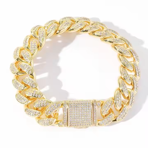 Bracelet en argent sterling Cuban Link avec diamants de laboratoire, maillons épais entrelacés, fermoir rectangulaire, bijoux élégants et luxueux pour femmes - Product Image 6