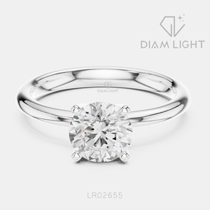 Bague de mariage ronde 1,17 carat, bijoux fins, certifiée IGI, or blanc 14 carats, diamant de laboratoire, bague de fiançailles et de mariage - Product Image 1