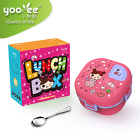 Boîte à lunch en acier inoxydable 304 de 418 ml avec 3 compartiments, conteneur alimentaire isotherme de qualité supérieure, boîte à bento avec pot et sac