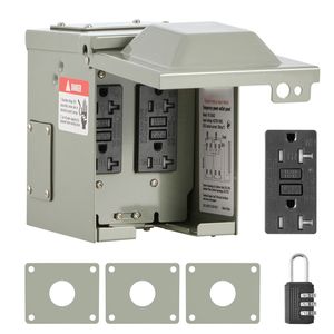 Pannello Prese Elettriche Esterne Doppio 20 AMP con Protezione GFCI, Scatola IP54 Impermeabile per Sistemi RV - Product Image 1