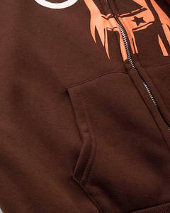 Sudadera con Capucha Marrón para Hombre, Unisex, de Algodón Tejido, Informal, Otoñal, con Logotipo Estampado en la Parte Delantera, Corte Regular - Product Image 4
