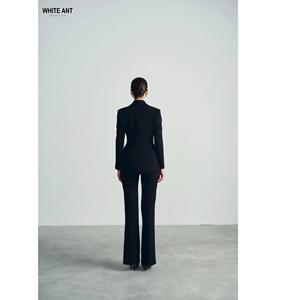 Pantalones de Mujer de Alta Calidad, Lujosos, EUPHEMIA, LARGOS, con Bolsillos, Tejido Elástico, Ecológicos, de Rayón, Color Blanco - Product Image 3