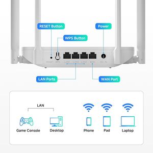 Router WiFi AC1200 Dual Band MU-MIMO 2.4GHz + 5GHz, 4 Porte Gigabit Ethernet, 4 Antenne da 5dBi per Prestazioni Wireless Elevate - Product Image 2