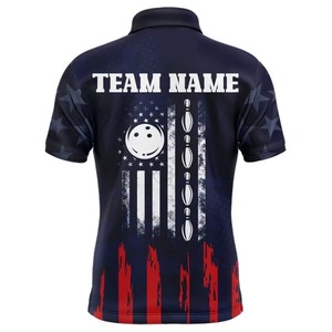 เสื้อโบว์ลิ่งคุณภาพสูงสำหรับผู้ชาย ผ้าถักโพลีเอสเตอร์/คอตตอน ดีไซน์ทีมแบบกำหนดเอง แห้งเร็ว ระบายอากาศได้ดี - Product Image 5