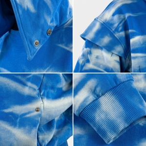 Sweat-shirt à capuche surdimensionné tie-dye pour homme, style décontracté, tricoté, manches régulières, motif bleu, vêtement d'hiver - Product Image 2