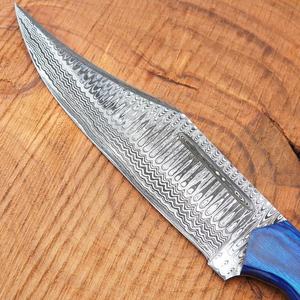 Cuchillo de Caza Multifuncional de Acero de Damasco Hecho a Mano, Mango de Madera Paka, Color Personalizable, Logotipo Personalizable, OEM Disponible - Product Image 5