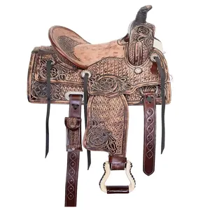 Wholesale Suppliers of Real Leather Horse Saddle Western Roping Saddle with Tack Set With Customized Color and Size in bulk