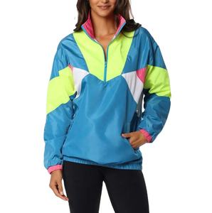 Chaqueta cortavientos de bloque de Color de talla grande, jersey de Color de retazos transpirable, chaqueta a prueba de viento de nailon para mujer con la mejor calidad - Product Image 2