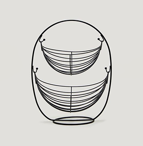 Panier de rangement pour fruits et légumes en métal pour comptoir de cuisine, deux niveaux, panier à fruits en fil métallique rose gold pour comptoir de cuisine - Product Image 2