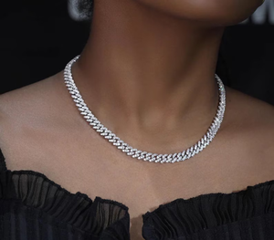 Collar de eslabones cubanos de moissanita, cadena de eslabones tipo curb con incrustaciones, joyería de lujo brillante estilo hip hop para mujer y hombre, regalo - Product Image 3