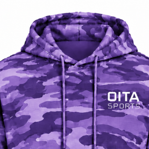 <b>Purple</b> Camo Pullover <b>Hoodie</b> <b>Men</b> Custom Camouflage Printed Fleece Sweatshirt Kangaroo Pocket Drawstring Casual Winter Streetwear - Product Image 3