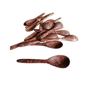 BEST SELLER Cuillère en coco écologique Blue Lotus, résistante à la chaleur, ensemble de couverts en bois naturel, manche long, finition miroir, pour une utilisation écologique - Product Image 1