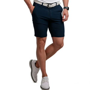 Shorts décontractés respirants en tricot blanc uni pour homme, avec fermeture boutonnée, et T-shirt à manches courtes col rond pour le golf - Product Image 3