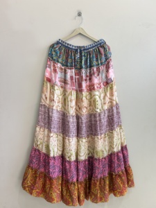 New Flared Frill Round Skartered <b>skirt</b> For Women Silk Summer <b>Skirt</b> Long Maxi <b>Skirt</b> - Product Image 3