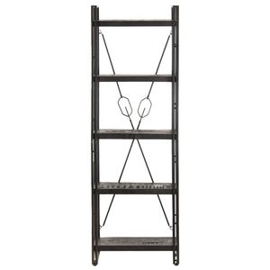 Librería Mediana Negra de Madera de Mango Maciza con Acabado Rústico de Acero con Recubrimiento en Polvo - Product Image 2