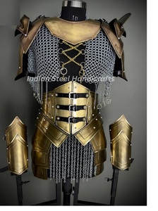 ชุดเกราะเหล็กชุบเงินพร้อมเสื้อเกราะตาข่ายและลวดลายลายนูน |   แฟชั่นแองเจิล ชุดคอสเพลย์อัศวินยุคกลางโบราณ - Product Image 3