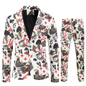 Traje de Navidad para Hombre, Conjunto de 2 Piezas, Chaqueta Blazer Negra y Pantalones, Estampado Digital Festivo, Trajes de Novio para Fiesta, Cierre de un Solo Botón - Product Image 2