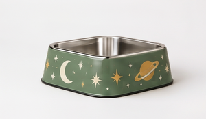 Tazón para Perros de Acero Inoxidable con Estampado Celestial, Base Cuadrada Antideslizante, Plato para Comida y Agua para Mascotas Pequeñas y Medianas, Venta al Por Mayor - Product Image 5