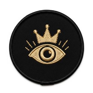 Parche Masónico de la Corona del Ojo que Todo lo Ve en Dorado, Redondo, de Tela Negra, Insignia de la Francmasonería, Decoración para Uniformes de Orden Fraternal - Product Image 1