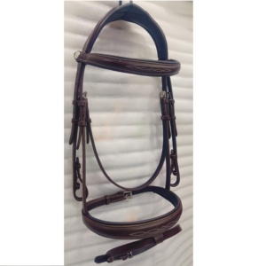 สายหนังม้าบังเหียนคุณภาพระดับพรีเมียมห่วงปิดแบบห่วงปลายปลดได้อย่างรวดเร็วพร้อมดีไซน์แถบคิ้วแบบปักที่สวยงาม - Product Image 1