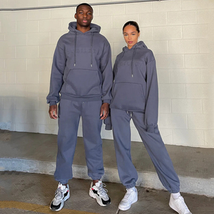 Ensemble de survêtement unisexe à capuche, coupe longue, style streetwear décontracté, 100 % coton, léger et respirant, idéal pour l'automne - Product Image 3