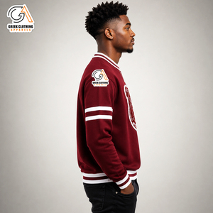 Vêtements grecs pour hommes, sweat-shirt à col rond brodé AAMU de couleur marron, coupe classique, pull en tricot décontracté, 100% coton - Product Image 3