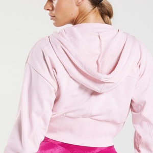Wholesale Custom Logo Female Cropped Hoodies Women Cotton Crop <b>Top</b> Hoodie <b>Top</b> Selling Plus Size Crop <b>Zipper</b> Hoodie for Women - Product Image 3