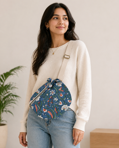 Sac bandoulière matelassé personnalisé en coton imprimé, avec fermeture éclair, sangle réglable, décontracté, pour femme, à porter à la taille, pour le voyage et le quotidien - Product Image 4