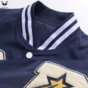 2026 Custom Made Wholesale Rate Men Embroidered Letter Fashionable Casual Loose Fit Winter College Melton Wool PU Leather <b>Jacket</b> - Product Image 3
