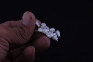 Pendentif unisexe personnalisé en forme de visage d'ours, plaqué rhodium, argent sterling 925, moissanite, style hip-hop, pour cadeaux d'anniversaire - Product Image 3