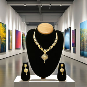 Wholesale 14K 18K 24K Gold Plated Forming AD Choker <b>Necklaces</b>, Indo-Western AD Stone <b>Necklaces</b>, Fashion Brass Gold Jewelry Set. - Product Image 4