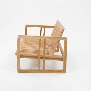 Sofá de Jardín de Madera de Teca Minimalista Contemporáneo Felcia, Muebles de Exterior de Dos Plazas, Duraderos para Uso en Comedores y Hoteles - Product Image 2