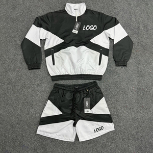 ชุดเซ็ตเสื้อแจ็คเก็ตและกางเกงขาสั้นไนลอน 2 ชิ้นสำหรับผู้ชาย รุ่นคัสตอมซัมเมอร์ คุณภาพสูง ชุดวอร์มกันลม เสื้อฮู้ดดี้สตรีทแวร์และกางเกงขาสั้นแบบ OEM - Product Image 4