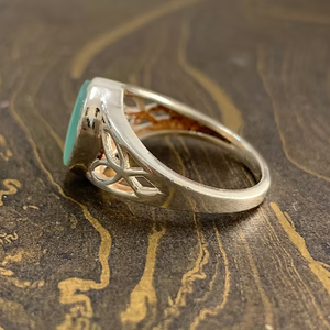 Bague Statement Vintage en Argent Sterling 925 avec Pierre Précieuse Calcédoine Aqua, Pierre de Naissance de Mars, Bijou Unique pour Tous les Jours - Product Image 4