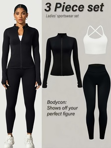 Ensemble de sport trois pièces de haute qualité Atlaset pour femmes, tenue de yoga sans couture, leggings taille haute, soutien-gorge de sport, veste, OEM ODM Private - Product Image 6