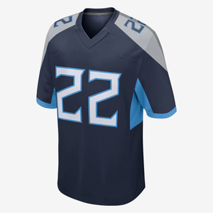 Maillot de football en polyester tricoté 100% pour homme, imprimé bleu, vêtements de sport d'équipe, respirant, manches courtes, col en V - Product Image 1