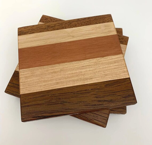 Sous-verres en bois artisanaux de qualité supérieure, sous-verres en bois d'acacia sur mesure, ronds, 4 pièces, sous-verres en bois - Product Image 3