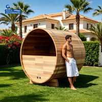 Sauna Exterior de Barril con WiFi Integrado, Certificación ETL, Cedro Rojo de Malasia de 2 Piezas, Villa Wellness Pod Direct