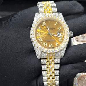 Reloj de Pulsera para Hombre, Estilo Moderno y Lujoso, Hip-hop, con Diamantes, 41 mm, Aleación Bicolor, Escala Romana, Fecha, Mecánico, Esfera Grande - Product Image 1