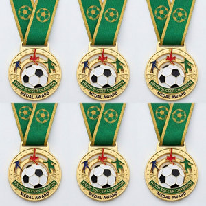 Medallas de Fútbol para Niños con Diseño de Esmalte Personalizado |   Medallas de Premio al por Mayor para la Liga de Fútbol Juvenil — Aleación de Zinc sin Plomo - Product Image 4