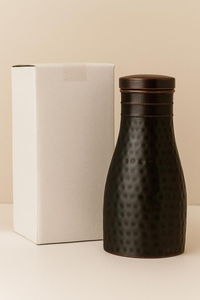Hammered Black <b>Copper</b> <b>Water</b> <b>Bottle</b> Ayurvedic Wellness Drinkware Eco Friendly Handmade Traditional Reusable Hydration <b>Bottle</b> - Product Image 2
