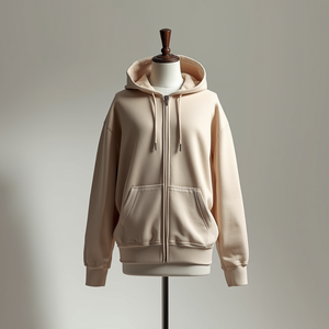 เสื้อฮู้ดซิปทรงบ็อกซี่ ผ้าฝ้ายฟลีซแบบโอเวอร์ไซส์ พร้อมบริการรับผลิตแบบ OEM ODM - Product Image 5