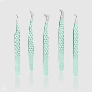 Pince à épiler pour extensions de cils, 5 pièces, 90 degrés, volume, poignée diamant, anti-magnétique, maintien solide, acier inoxydable, pointe fine - Product Image 4