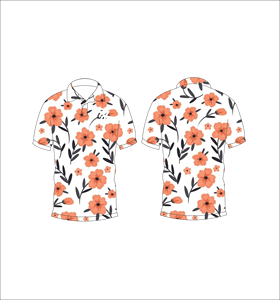 Men’s White <b>Orange</b> Floral Print <b>Polo</b> Shirt Short Sleeve Casual Summer Fashion Golf T Shirt - Product Image 6