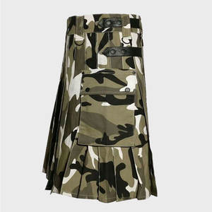 Kilt utilitaire camouflage urbain pour hommes, kilt cargo en coton avec poches OEM ODM 2026 - Product Image 4