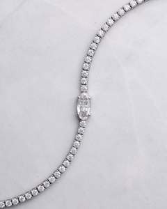 Collier Tennis Tendance pour Mariage, Haute Qualité, Plaqué Or Blanc, Argent 925, 4mm, Chaîne Moissanite VVS pour Homme - Product Image 4