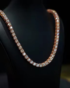 Luxury Silver Cuban Link Chain Fully Iced Out Yellow / <b>Rose</b> And White Gold VVS Studded Moissanite Diamond Tester for Wedding - Product Image 2